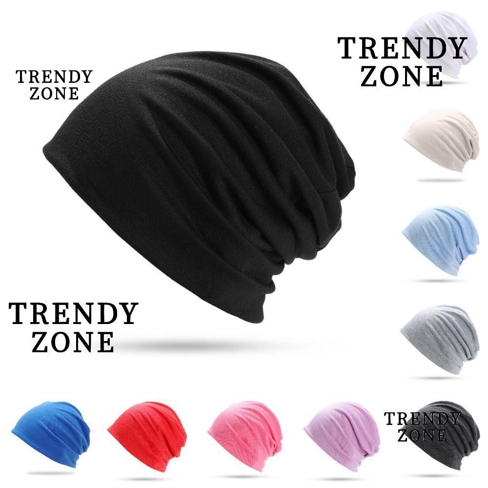 TRENDYZONE หมวกถักนิตติ้ง, น้ําหนักเบาผ้าฝ้ายนุ่ม Slouchy Beanie, ยืดหยุ่น Hip-Hop Breathable Stacking Bonnet ฤดูใบไม้ร่วงฤดูหนาว