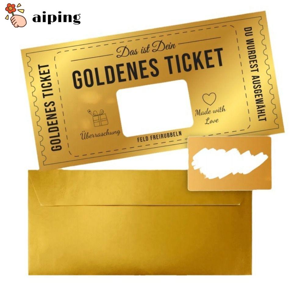 ตั๋วคอนเสิร์ต AIPING พร้อมซองจดหมาย Raffle ของขวัญ Golden Ticket Scratch Card, Party Favor Scratch T