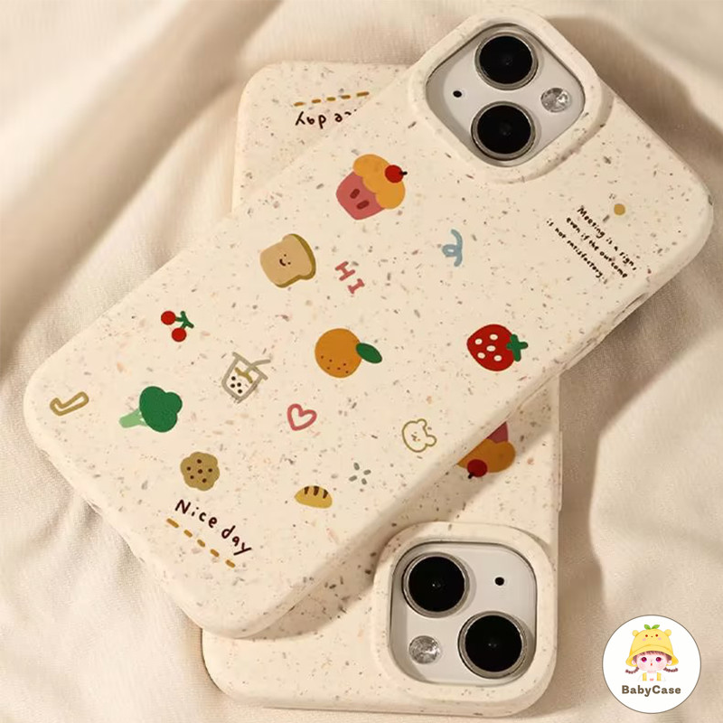 เคสไอโฟน17สำหรับ IPhone 16 17 15 12 11 13 Pro Max XR X XSMax 15 14 16 Plus เคสโทรศัพท์ลายเกล็ดน้ำแข็งรสข้าวสาลีสุดน่ารัก