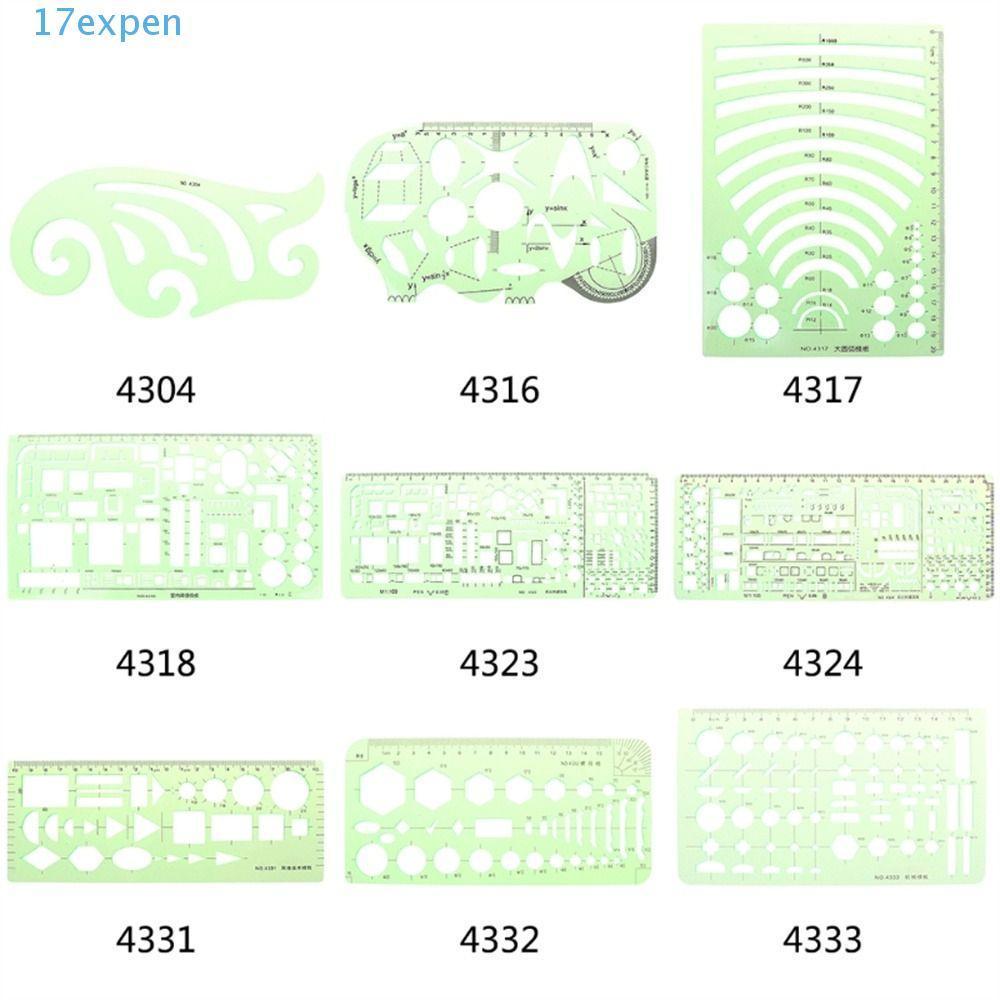 EXPEN ไม้บรรทัดวาดโปร่งใสนักเรียนเครื่องมือวัดหลายวงกลมรูปไข่ไม้บรรทัดโค้ง