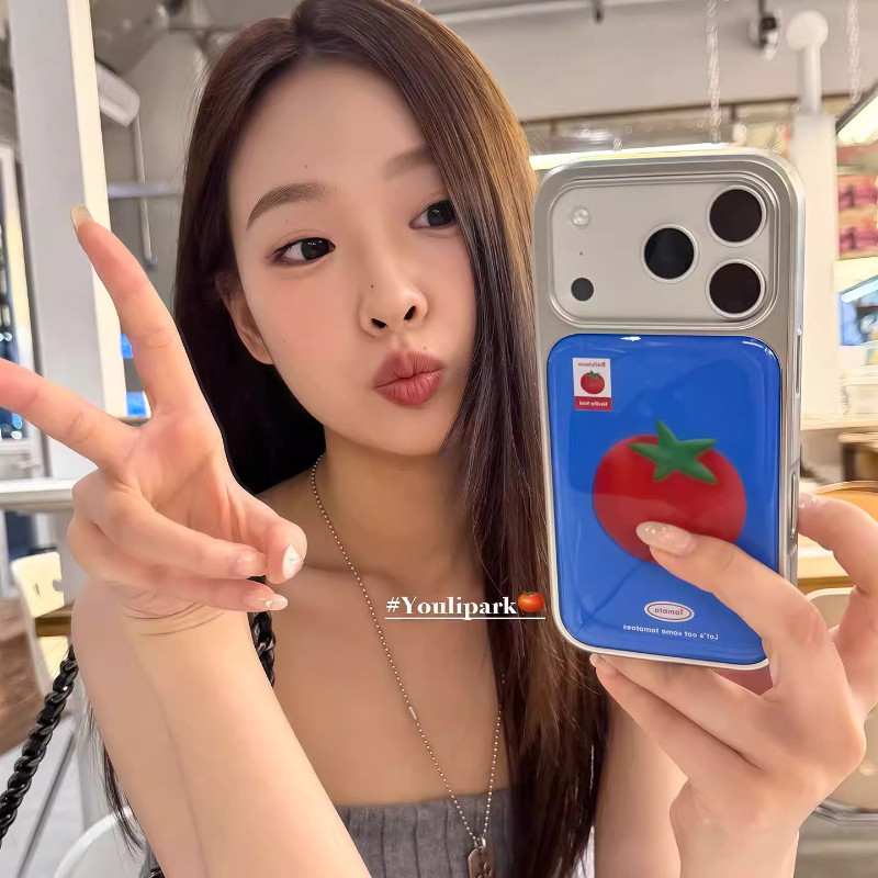 Huiwanju Tomato Label 17 ที่ใช้งานได้ iPhone17Pro Apple 17ProMax เคสโทรศัพท์มือถือ iP16 รวมทุกอย่าง 14/16Promax เคสป้องกันหญิง