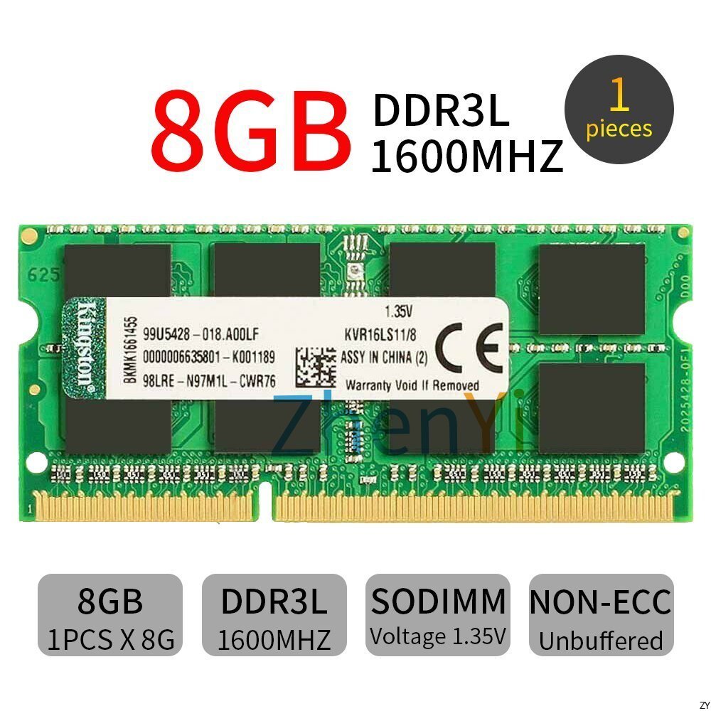สําหรับ Kingston 8GB DDR3L 1600MHz PC3L-12800S 204Pin 1.35V SODIMM หน่วยความจําแล็ปท็อป SDRAM