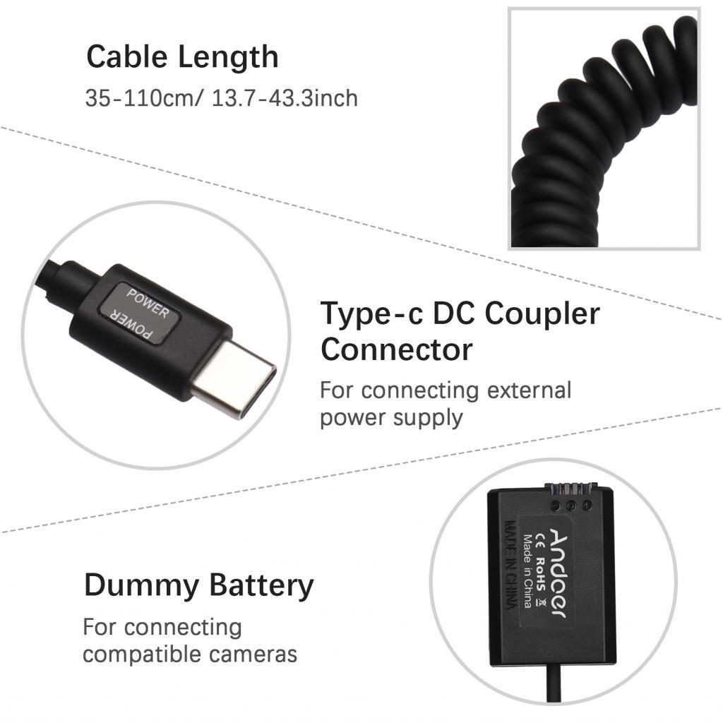 happyday365-TH Camnoon Type-C NP-FW50 Dummy แบตเตอรี่ DC Coupler อะแดปเตอร์ PD 20W