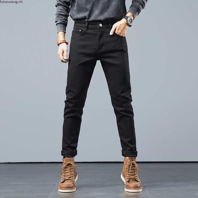 กางเกงยีนส์ SKINNY สีดําธรรมดา - Q555