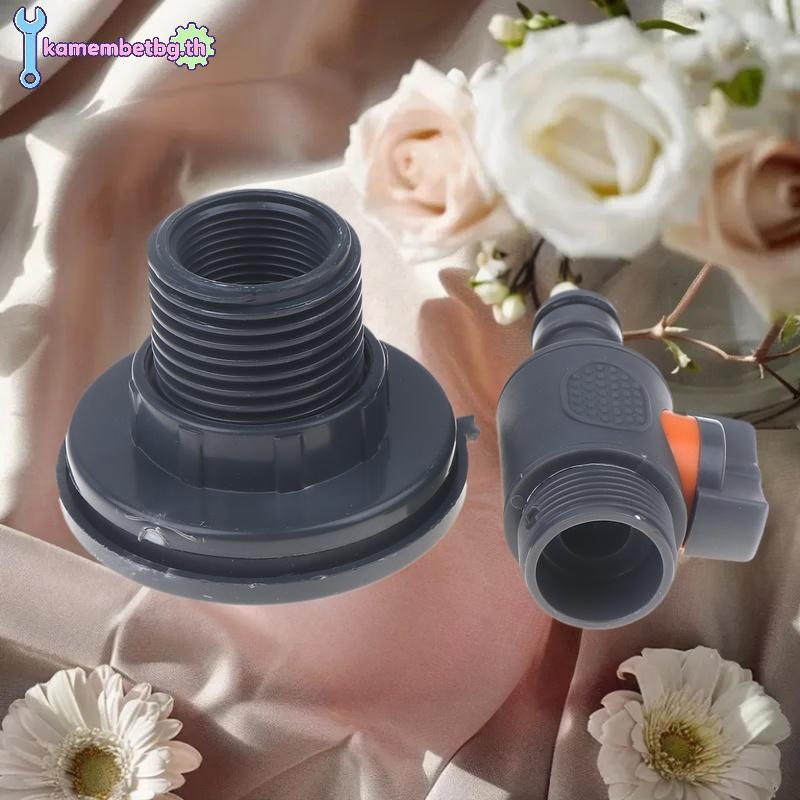 Kamembetbg PVC Water Barrel Adapter,ทนทานถังน้ําอะแดปเตอร์พร้อมวาล์ว, Qui ติดตั้ง Rainwater Collection Connector Kit TH