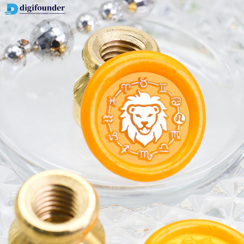 DIGIFOUNDER สิบสองราศีทองเหลือง Lacquer Seal หัวซองจดหมายการ์ดอวยพรคู่มือซีลหัว Journal เครื่องเขียน