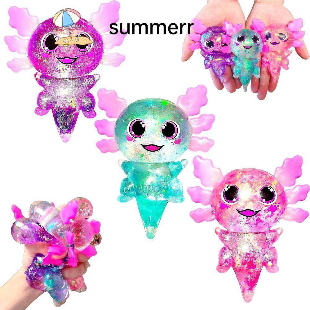 SUMMERR Squishy Stress Glitter, Glitter Sugar Filled Axolotl Squishy ของเล่น, Soothing Texture รูปร่