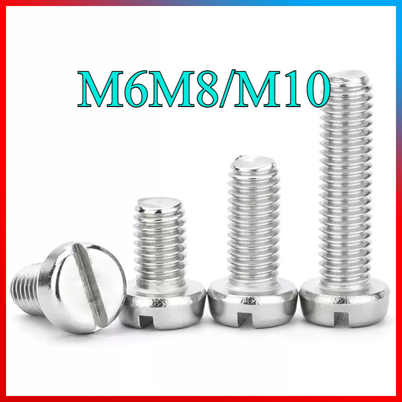 304 สแตนเลส one-slot สกรูหัวทรงกระบอก GB65 สกรู slotted หัวกลม bolt M6M8/M10HN-MB