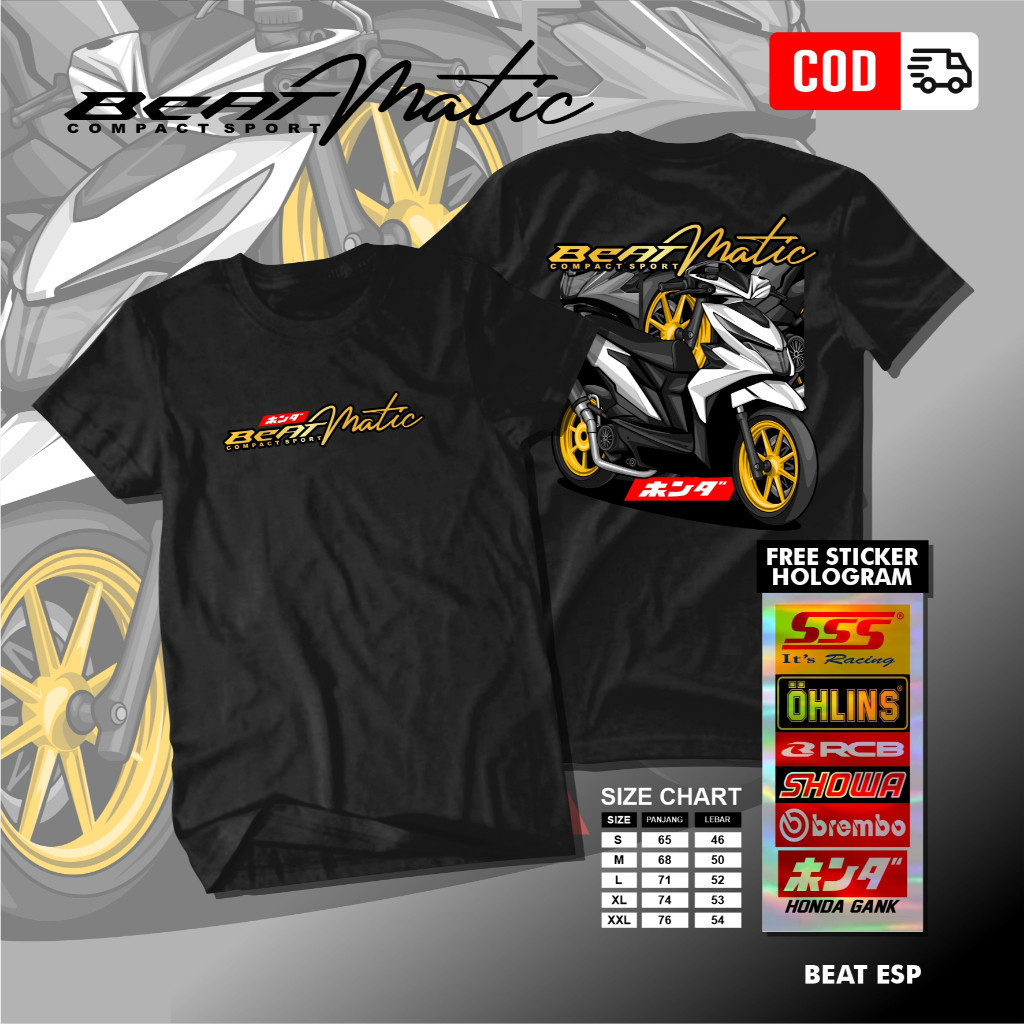 Beat 2025 Esp/street เสื้อยืดมอเตอร์ไซค์ - เสื้อยืดผู้ชาย Cool Distro ล่าสุด Beat Street เสื้อยืด