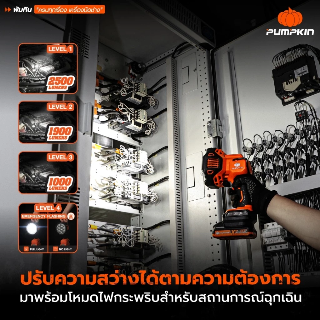 PUMPKIN ไฟสำรวจสปอร์ตไลท์ LED ไร้สาย 20V รุ่น INF-25SL2 2500LM thumbnail 5