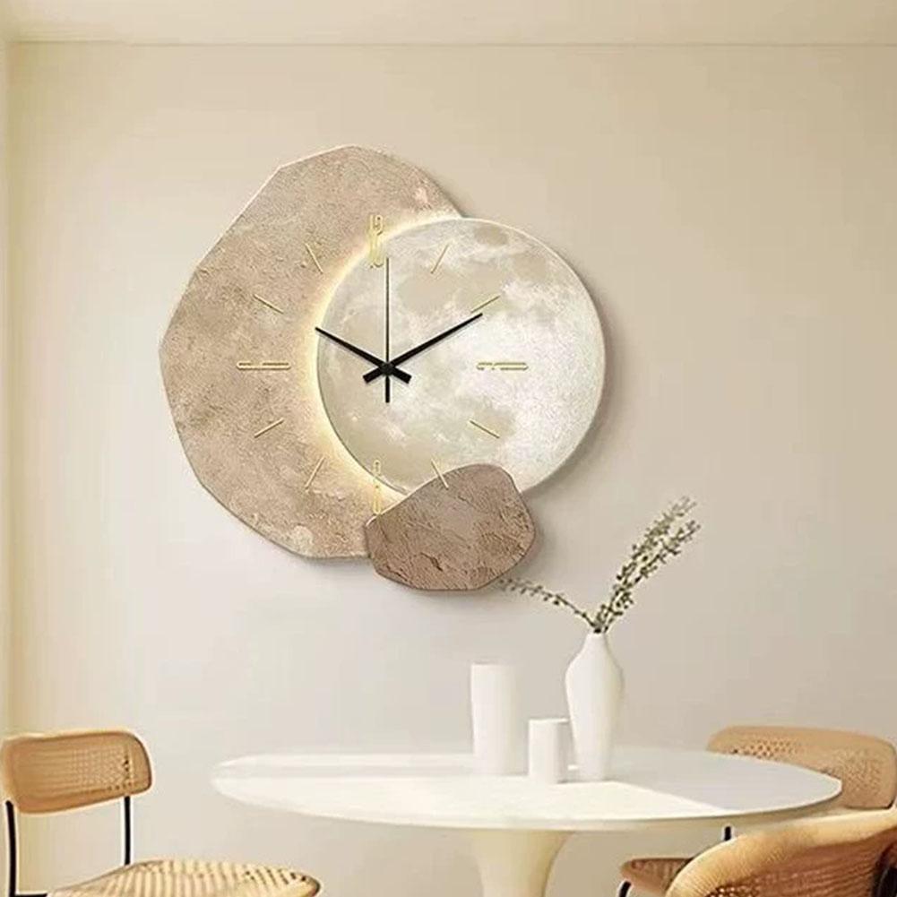 Creative Moon Design นาฬิกาแขวนโมเดิร์นเงียบนาฬิกาตกแต่งสําหรับห้องนั่งเล่น T8q7