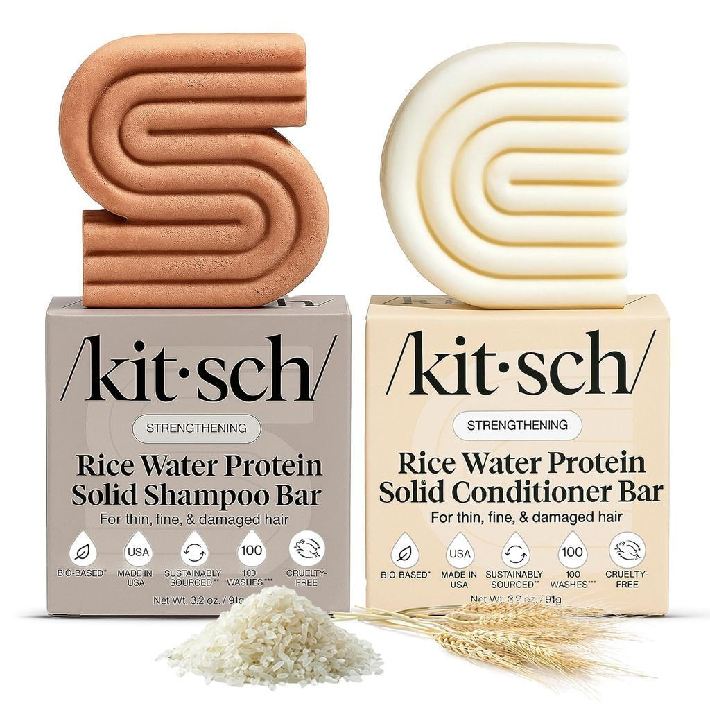 Kitsch Rice Water Protein Solid Shampoo and Conditioner Set for Hair Growth – Strengthening Hair Car