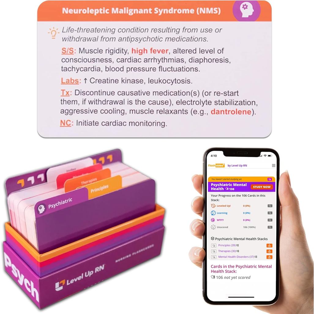 แฟลชการ์ดสาธารณสุขจิต Psychiar – ไม่มีฟลักซ์ – เฉพาะอินโฟที่จําเป็นสําหรับโรงเรียนพยาบาล – 2026 NCLE