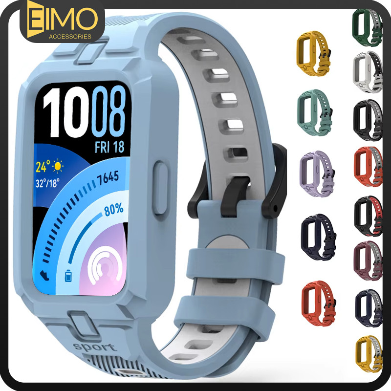 กรณีซิลิโคน + สายรัด for Huawei Band 11 / Huawei Band 11 Pro สร้อยข้อมือเปลี่ยนนาฬิกาสมาร์ทกีฬาสายรัดกันชนระบายอากาศ – โปรปัง