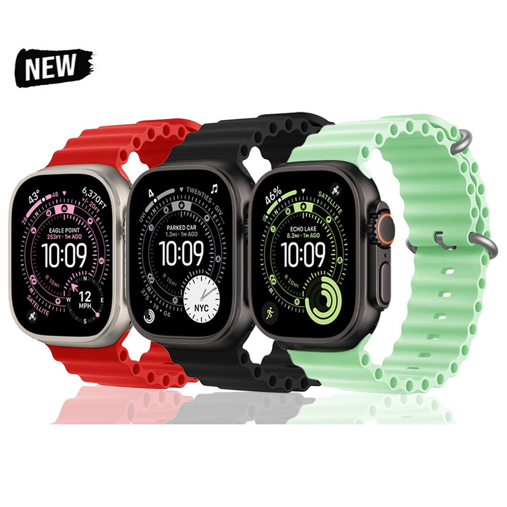 สายรัดซิลิโคนอ่อนมหาสมุทร for Apple Watch IWatch Ultra 3 2 49มม Series 11 10 9 8 7 6 5 4 SE 3 2 1 46 45 44 42 41 40 38มม ราคา ถูกที่สุด ดีลบีเคเค แกลเลอรีภาพที่ 9