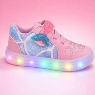 Sapato de Menina Infantil Sereia Luz Led Acende Pisca Tenis Criança Moda