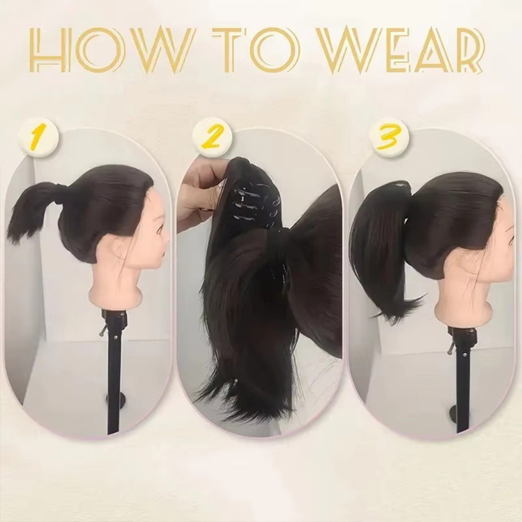 ยาว30CM แฮร์พีชหางม้า วิกผม ชิ้นหนา ดูเป็นธรรมชาติสุดๆ กิ๊บหนีบตัวใหญ่ แบบตรงสั้น 2สีให้เลือก - รูปที่ 5