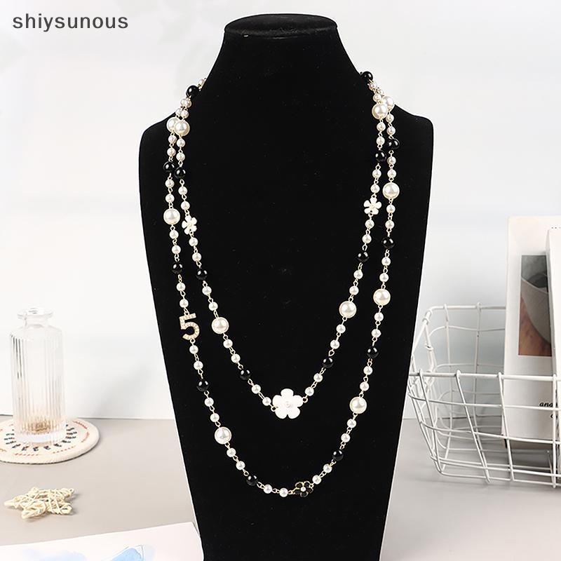 [shiysunous] คลาสสิกประณีตไข่มุกยาวเสื้อกันหนาวสร้อยคอแฟชั่นเลดี้ปาร์ตี้งานแต่งงานเครื่องประดับคริสต