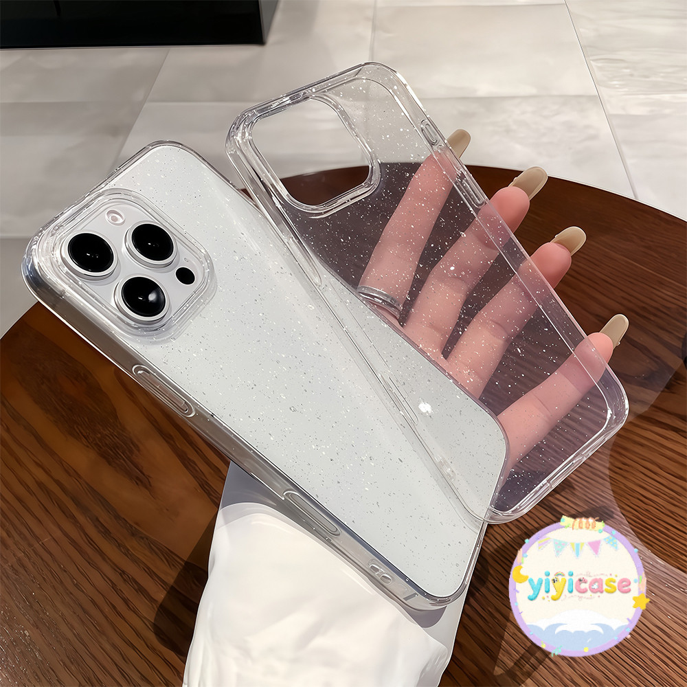 แฟลชหรูหรา เคสสำหรับไอโฟน16PROMAX 11 12 13 14plus 15PRO โปร่งใสกรณีโทรศัพท์มือถือ ป้องกันการชนกัน6/7/8PLUS X/XR/XS