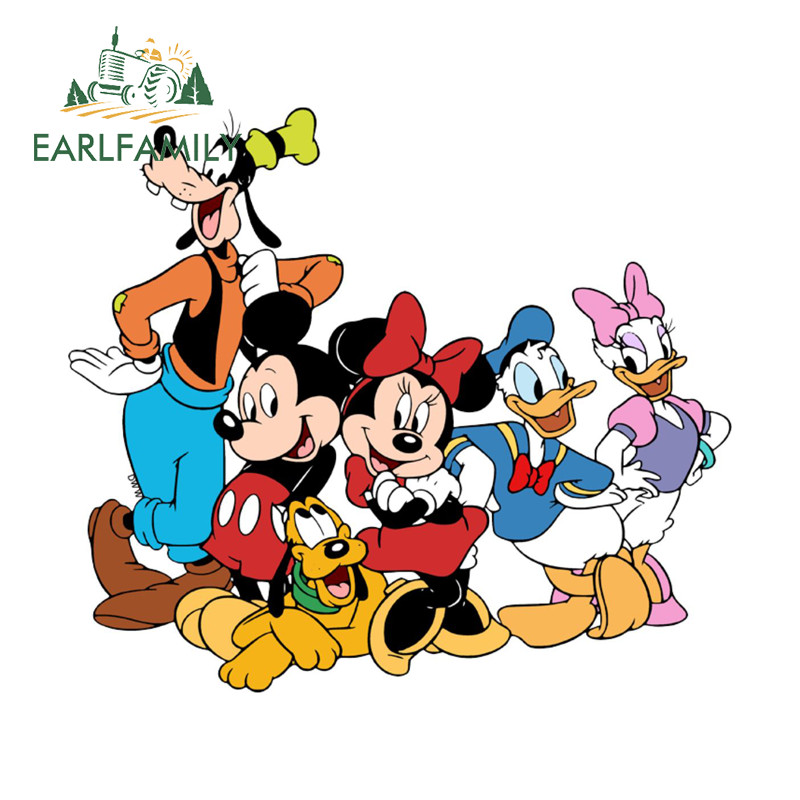 EARLFAMILY Mickey และเพื่อนของเขาการ์ตูนตลกรถสติกเกอร์โฮสต์คอมพิวเตอร์Coolerแล็ปท็อปDecalแฟชั่นOcclu