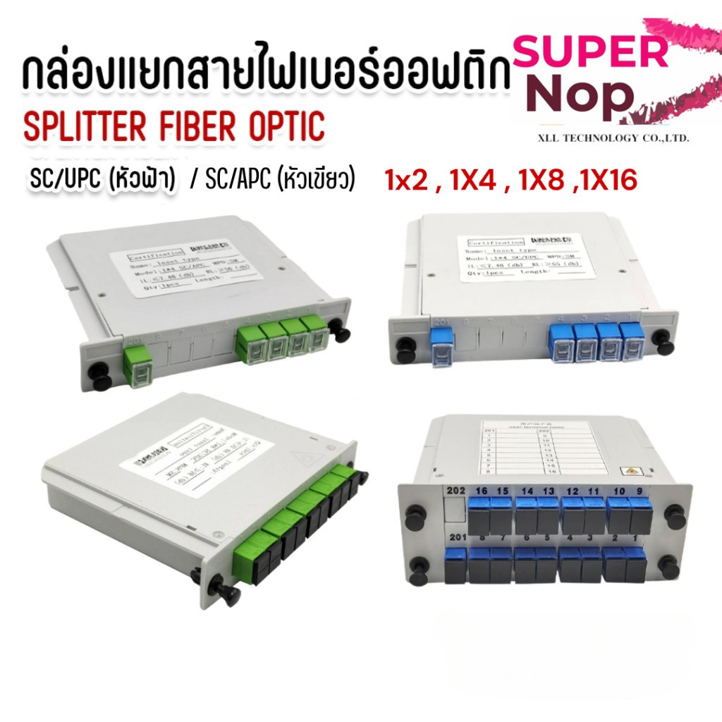SPLITTER FIBER OPTIC (Plc Splitter) เเบบกล่อง ตัวแยกสายไฟเบอร์ FIBER OPTIC SPLITTER SC/APC SC/UPC