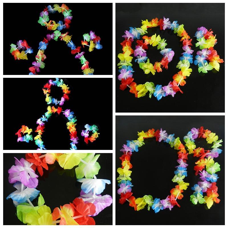 StardustLab 4 ชิ้น/เซ็ตฮาวาย Tropical Hula Luau Grass Dance คอข้อมือ Garland SDL