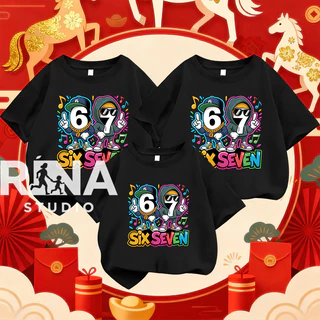 🔥พร้อมส่ง&COD🔥RINA STUDIO🔥 Six Seven 67 ชุดครอบครัวใหม่ 2025 ชุดพ่อแม่ลูก ใส่สบาย ผ้าฝ้ายแท้ 100%