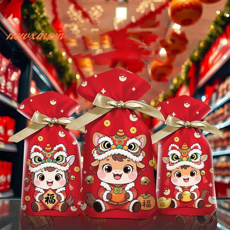 [NT-t] 50/100 ชิ้นปีถุงขนมม้าพร้อมถุงขนมหูรูดถุงของขวัญเกล็ดหิมะถุงกรอบตกแต่งปาร์ตี้ปีใหม่จีน [ใหม่]