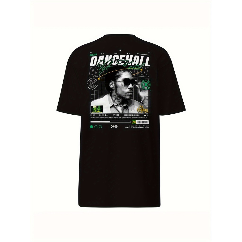 Mens Vybz Kartel Dancehall เสื้อยืดกราฟิก - Jamaigan Dancehall เครื่องแต่งกาย Vybz Kartel Portrait &