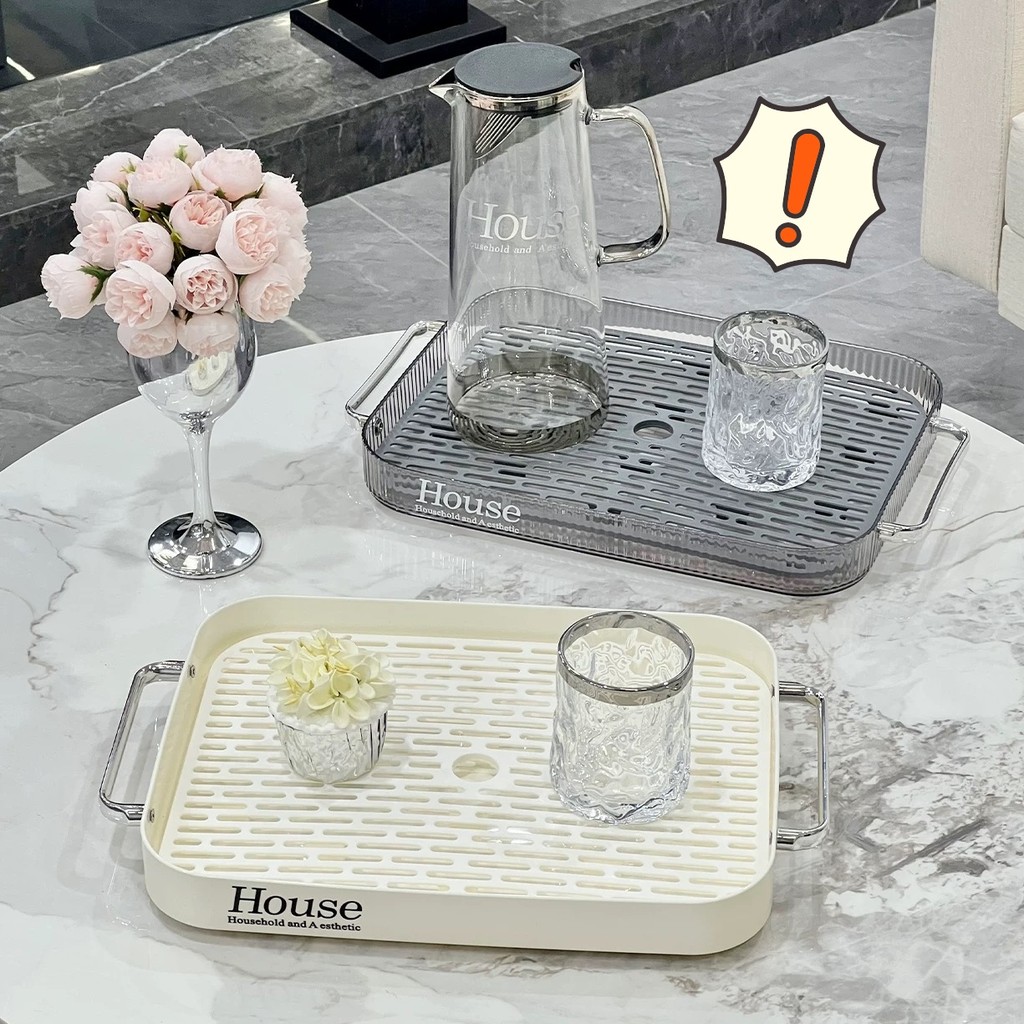 ที่คว่ําจาน ถาดพลาสติกอเนกประสงค์ ถาดรั่วน้ำพร้อมตะแกรง สไตล์เรียบง่าย หลายขนาด สำหรับครัว ATCCH