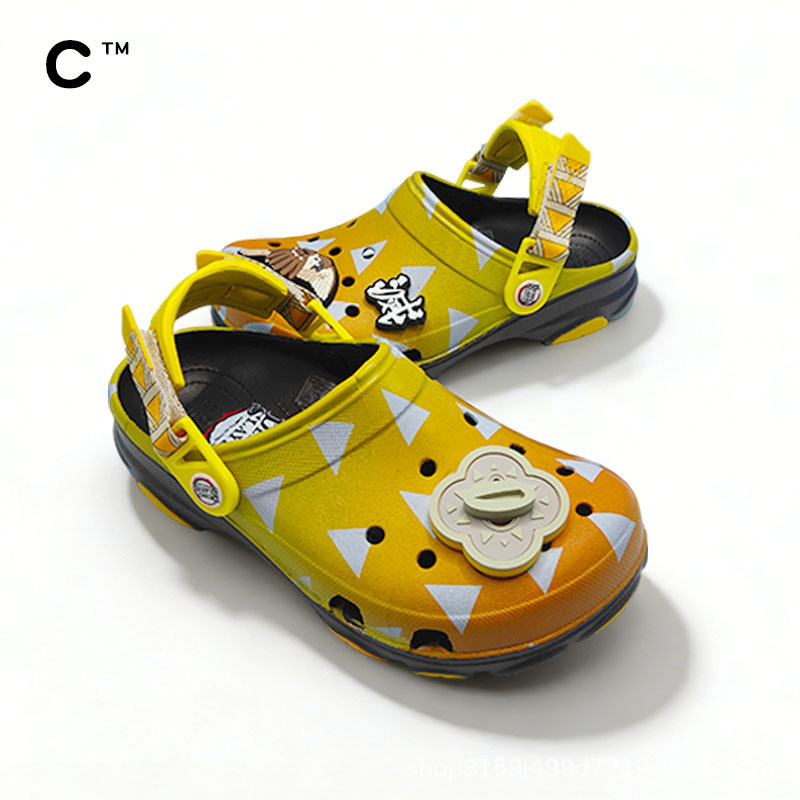 Cross My Wife Zenitsu Hole Shoes Demon Slayer Demon Slayer Co-Branded Sandals รองเท้าแตะคู่