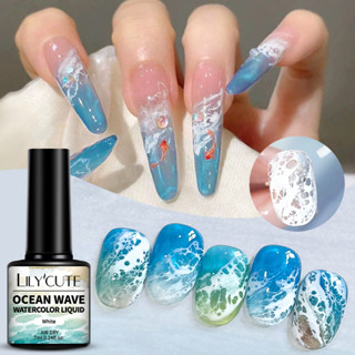 LILYCUTE 7ml Ocean Wave สีน้ําเล็บเจล Liquid Effect สีขาวเล็…