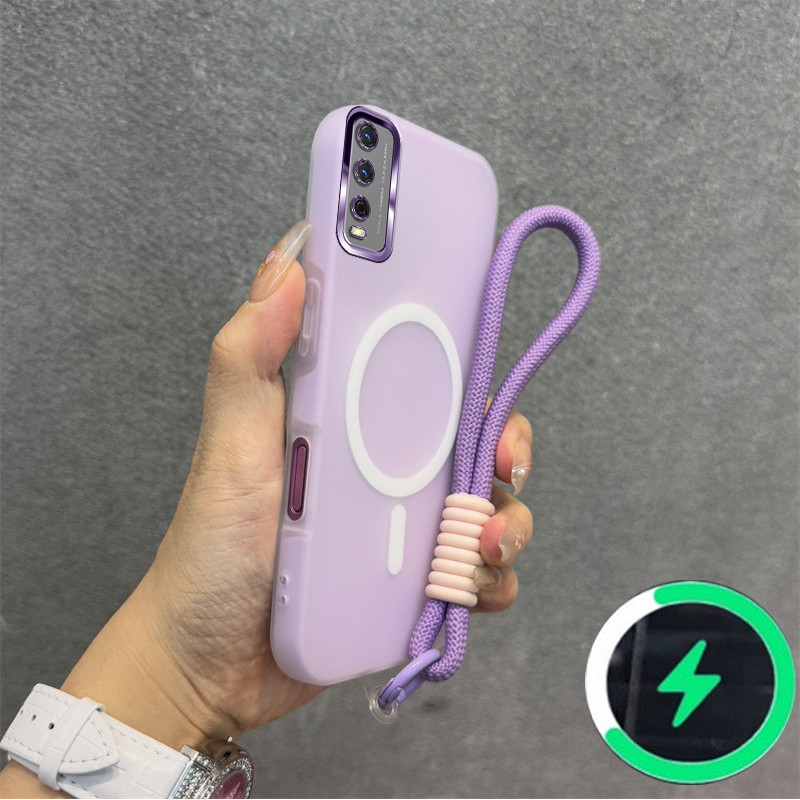 เหมาะสําหรับ VIVO Y20 Y12S Y20S Y20i Y20A เคสโทรศัพท์ใหม่ jelly Case ไร้สายแม่เหล็ก frosted shell สายรัดข้อมือสร้อยข้อมือ 030