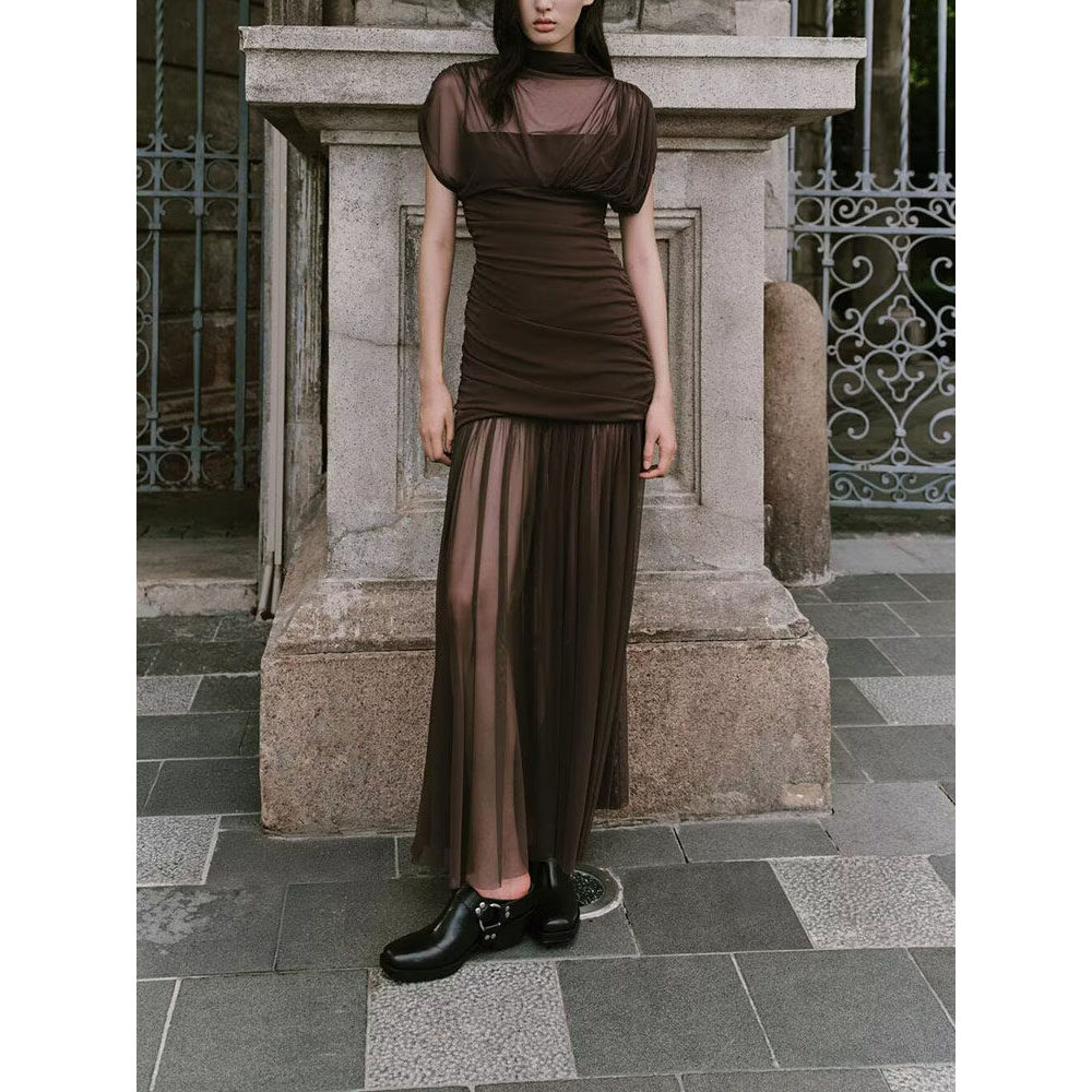 สําหรับ 2026 ฤดูใบไม้ผลิผลิตภัณฑ์ใหม่แฟชั่นสตรีที่ดีงามผ้าไหมตาข่ายเย็บยืนขึ้นปกแขนกุดชุด 4772252717 - รูปที่ 3