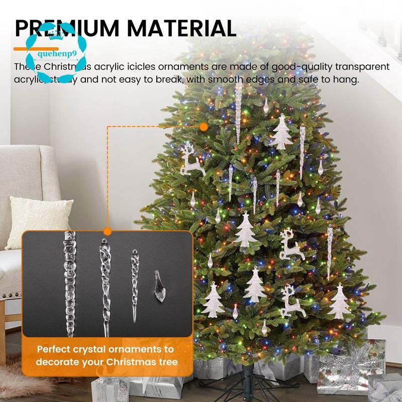 [Fast Q9]ต้นคริสต์มาสอะคริลิคใส Icicle เครื่องประดับคริสตัล Icicle Drop แขวนจี้สําหรับคริสต์มาสตกแต่