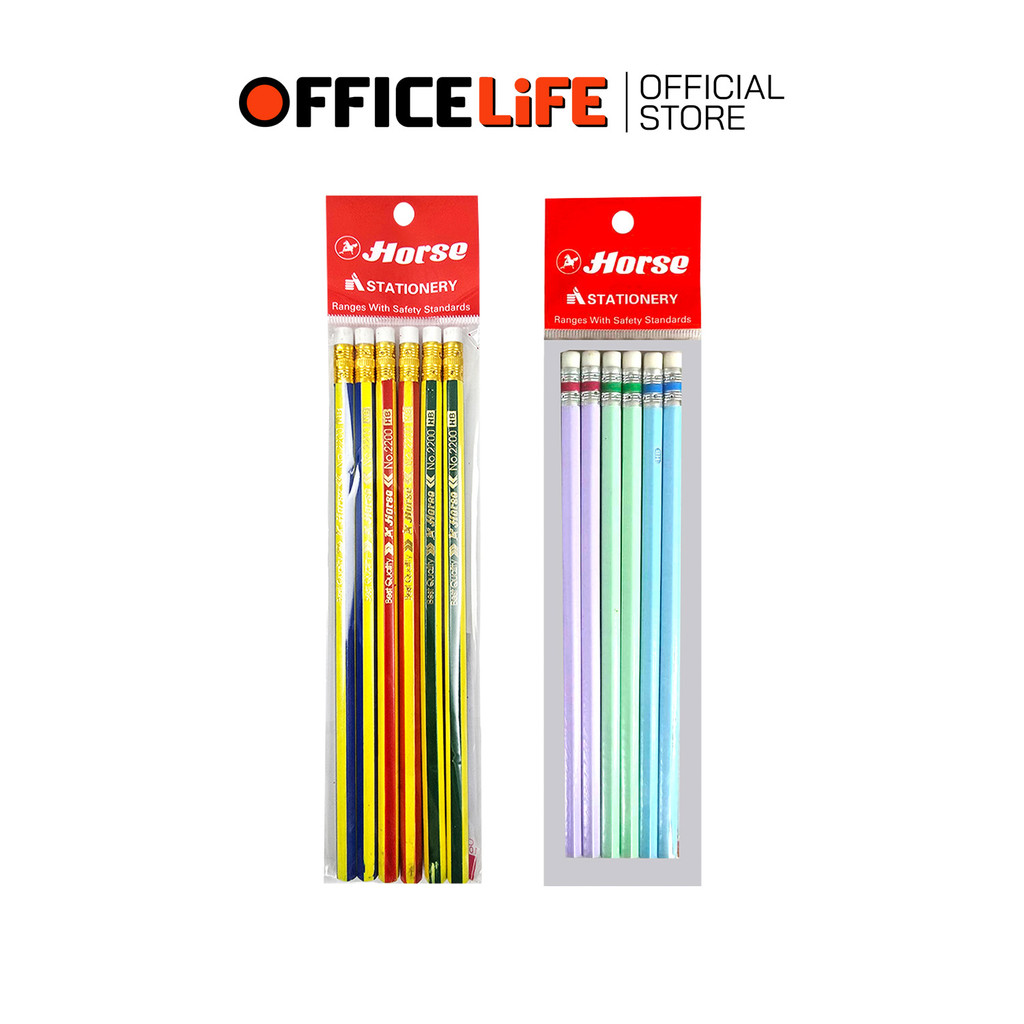 HORSE (ตราม้า) ดินสอดำ ดินสอ HB รุ่น H-2564 / H-2200 ( แพ็ค 6 แท่ง )