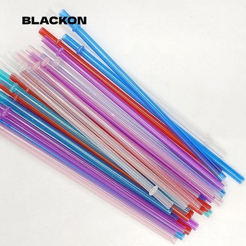 BLACKON 1PC Glitter Straw, นํากลับมาใช้ใหม่รถ Travel Cup Straw ผงทองหลอดพลาสติก, ของขวัญพร้อมแปรงทํา