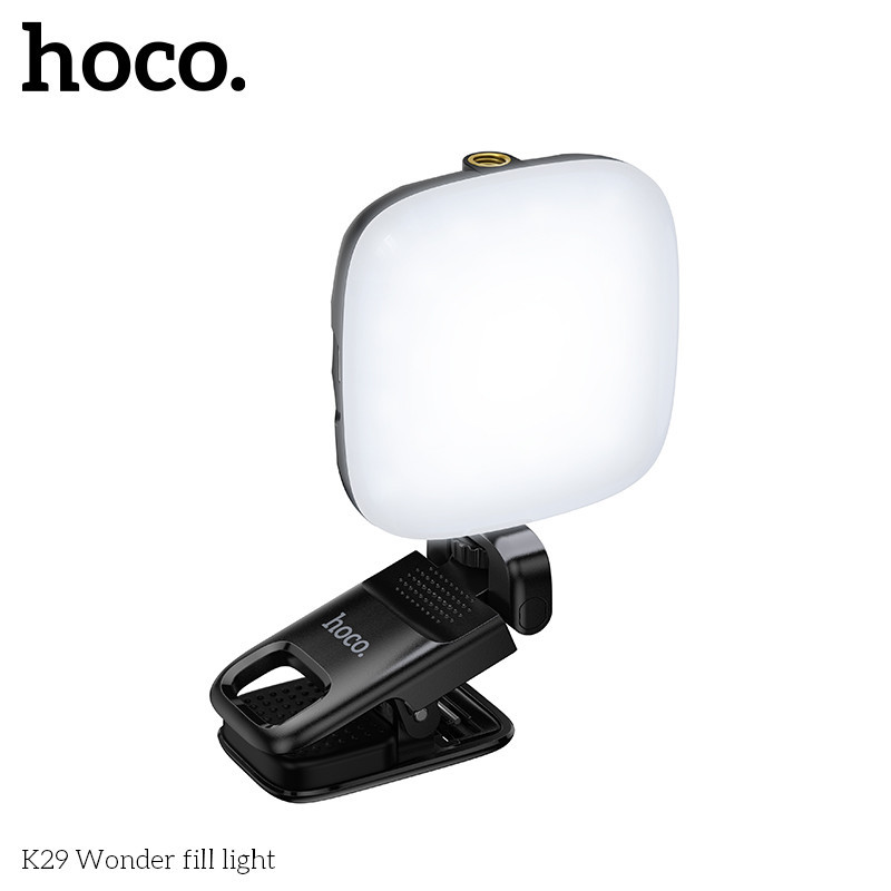HOCO K29 ไฟเซลฟี่ ปรับได้ 9 ระดับ หมุน 360° ติดมือถือ คอมพ์ ใช้ได้ทุกที่  ไลฟ์สด ถ่ายคลิป hc6