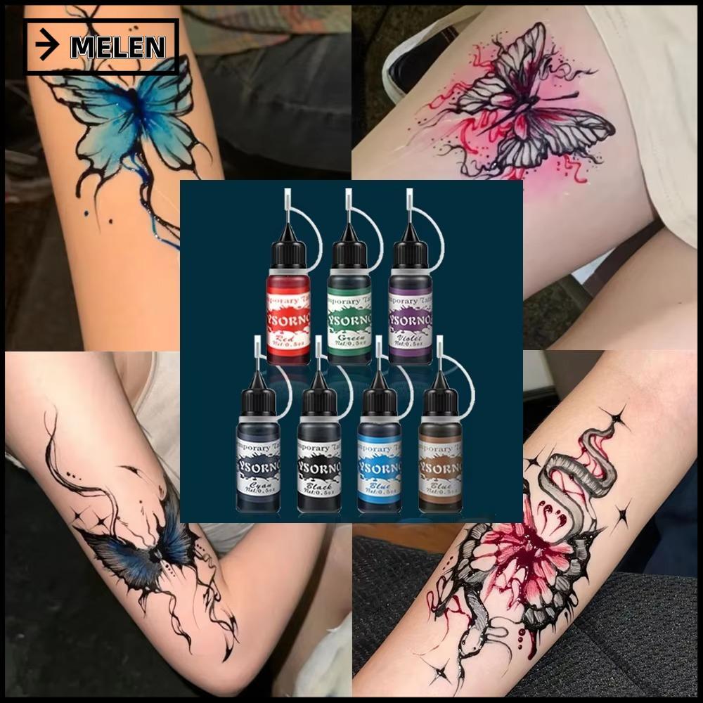 MELEN หมึกสักชั่วคราว 10ml สำหรับงานศิลปะบนผิวและเครื่องประดับหน้า
