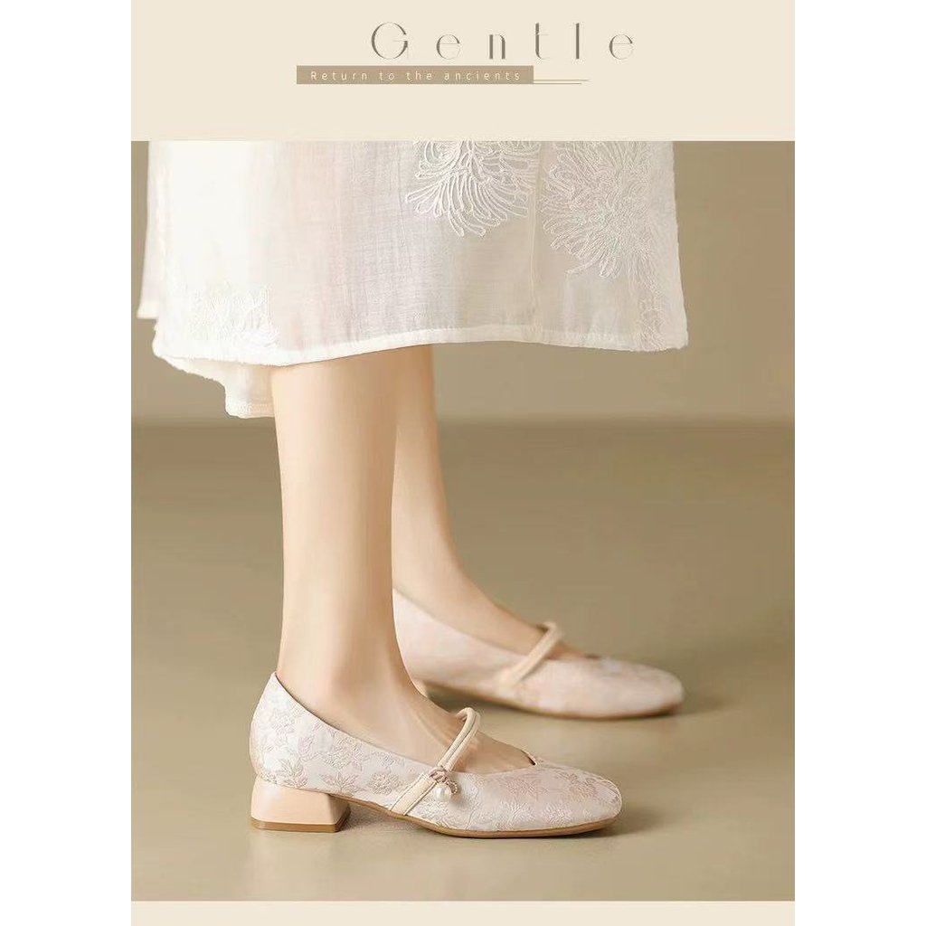 Fancylee รองเท้า Jacquard ลูกไม้ฝรั่งเศส - ส้นหนา รูปที่ 8