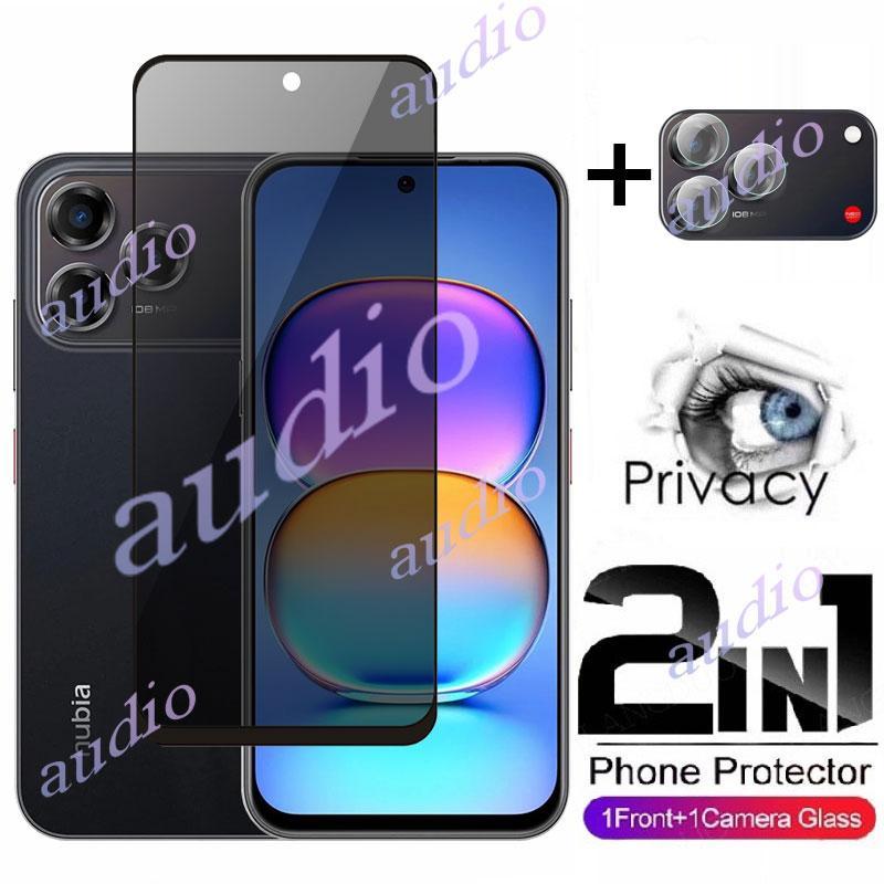 Nubia V80 Pro 4G 2in1 หน้าจอส่วนตัวเลนส์ฟิล์มสําหรับ ZTE Blade V80 Pro V80Pro 4G ความเป็นส่วนตัวป้องกันหน้าจอกระจกนิรภัยสําหรับ ZTE Nubia V80 Pro NubiaV80 4G ด้านหน้า Anti-spy ฟิล์ม