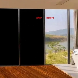 Blackout Window Film ความเป็นส่วนตัว,Blackout Film100% Total Light Blocking self กาว Blackout สติกเกอร์,ฟิล์มหน้าต่างสีดํา Frosted สําหรับกระจกหน้าต่างและประตู