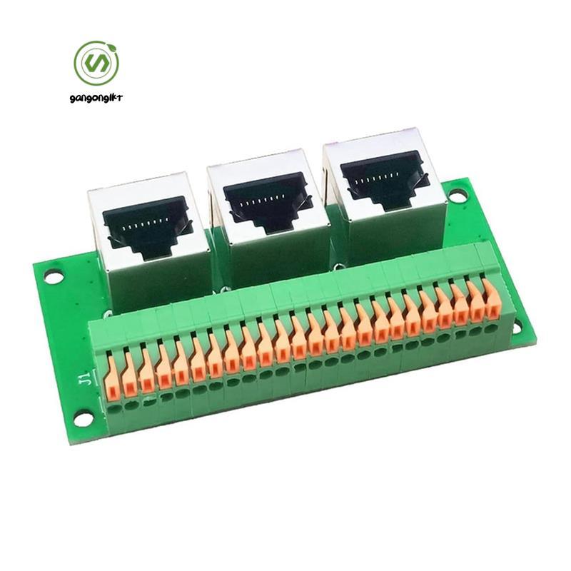 [gangong1kr]RJ45 หญิง Breakout Board,Solderless RJ45 ถึง 8Pin Quick Spring Terminal,Three Ways RJ45 