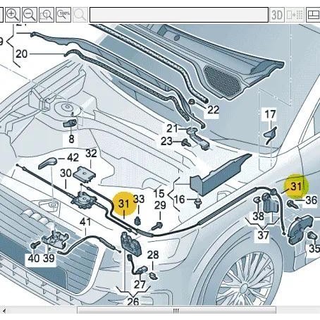 LHD ด้านหน้า Bonnet Release ฝาปิดล็อคสายสําหรับ Audi Q2 2017-2025 81B823535