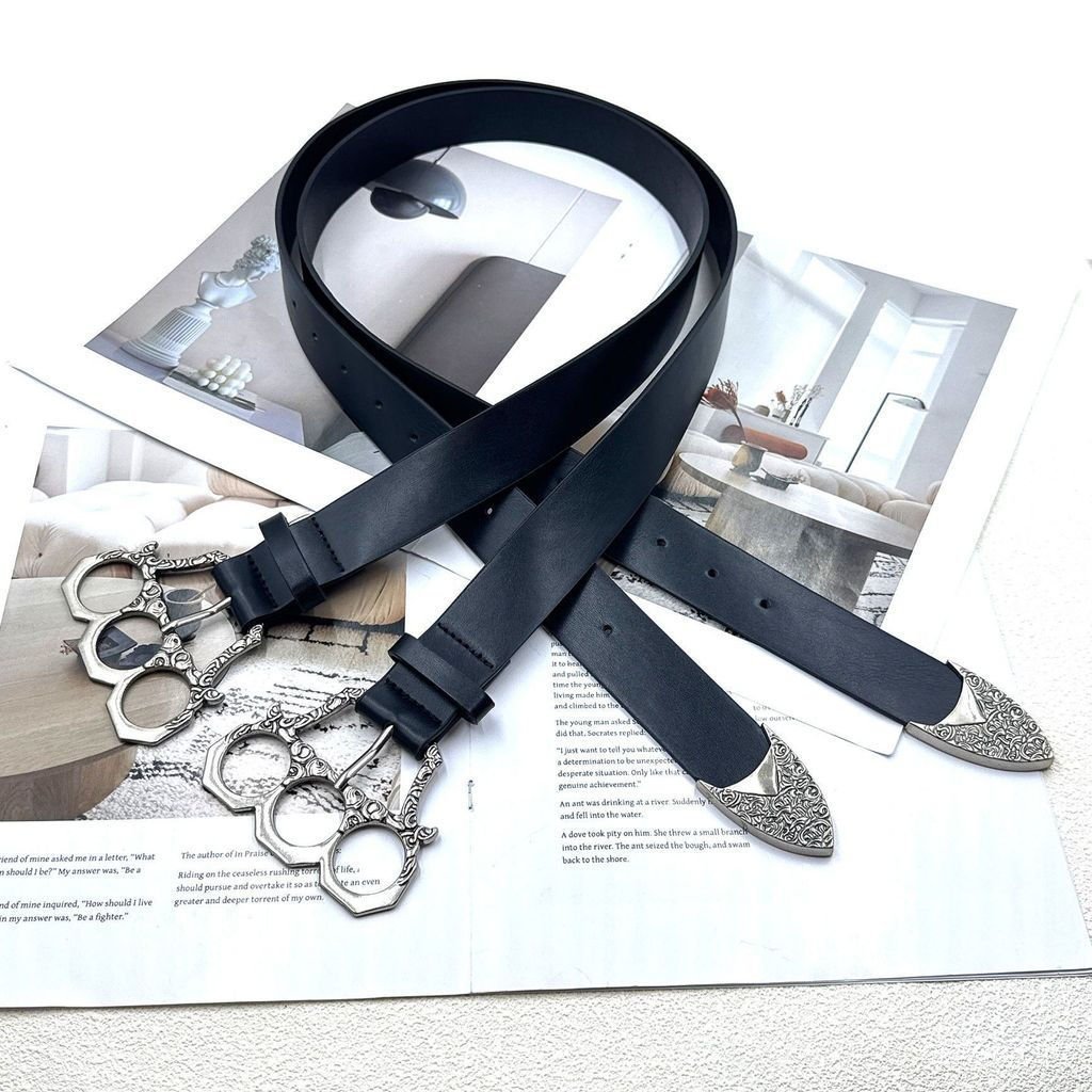 Vine Tiger Skin 11 Natural Finger Tiger Texture เข็มขัดโลหะออกแบบหัตถกรรมแกะสลักแฟชั่น Niche เข็มขัด