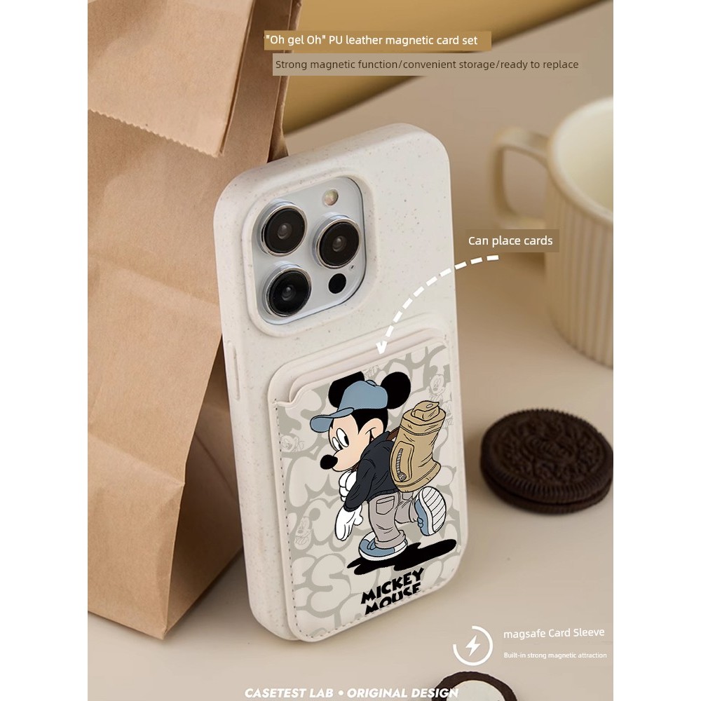 wallet magsafe magsafe wallet [Mickey] สไตล์ใหม่ magsafe Magnetic Card Holder เหมาะสําหรับ Apple iph