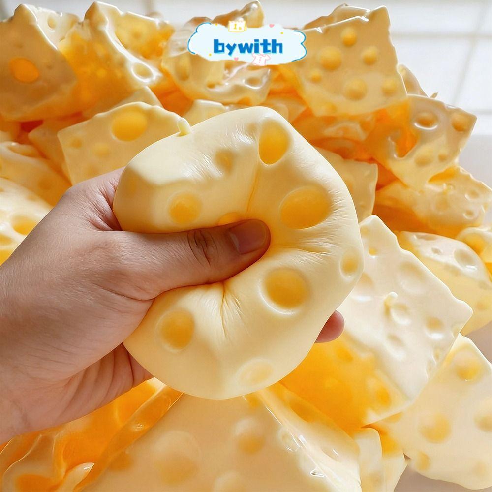BYWITH Jumbo Cheese Cube Stress Ball, Non-Bounce Shapeable Cheese Squeeze Fidget Toy, Squishy Textur