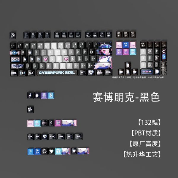 คีย์แคปไทย keycap คีย์แคป โรงงาน Cyberpunk Top Sublimation Four-Sided Transparent PBT Material MDA ค