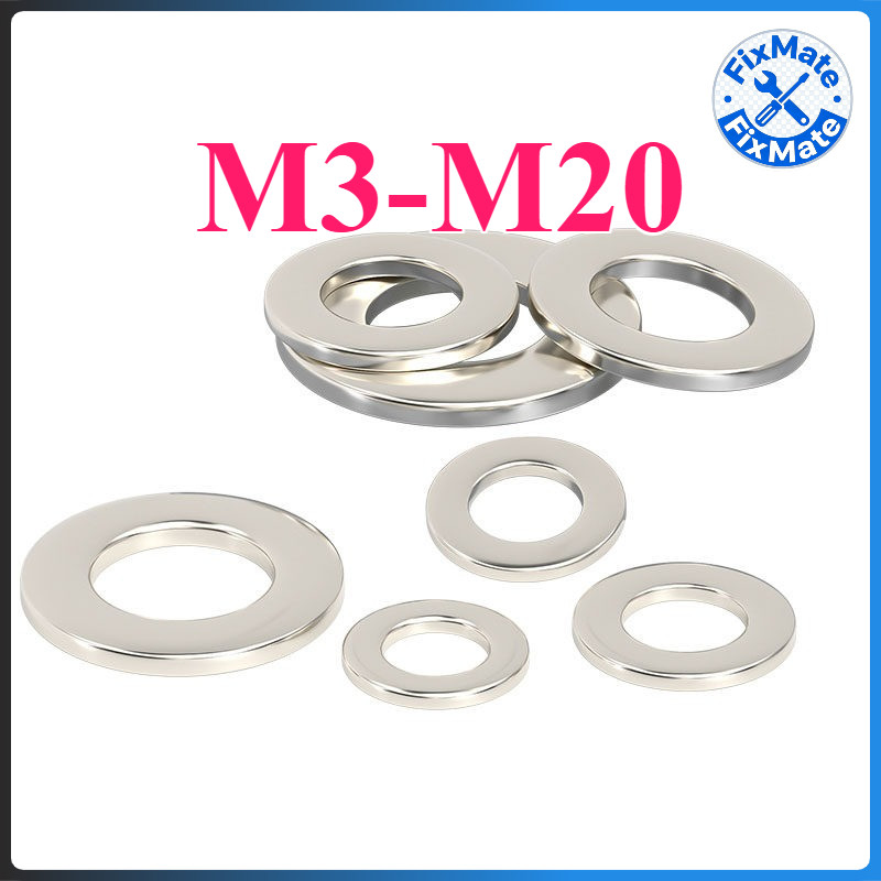 แหวนอีแปะ แหวนรอง น็อตสกรู ชุบนิกเกิล M3-20 Flat Washer Nickel Plated Screw (FM-2)