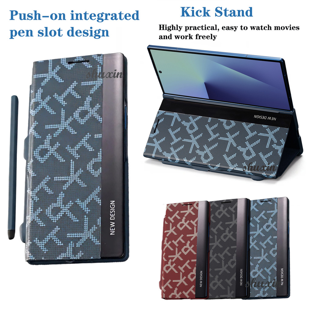หรูหราลายนูนหนัง PU พับปากกา Stylus สําหรับ Samsung Galaxy Z Fold8 Ultra Fold3 Fold4 Fold5 Fold6 Fold7 กันกระแทกพิมพ์ปลอกพร้อมขาตั้ง Kick